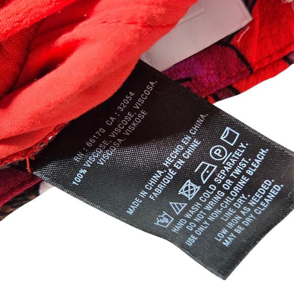 Ettitwa by Anthropologie Pants Womens 4 Red Floral Wide Leg Belted Pockets - Picture 6 of 10